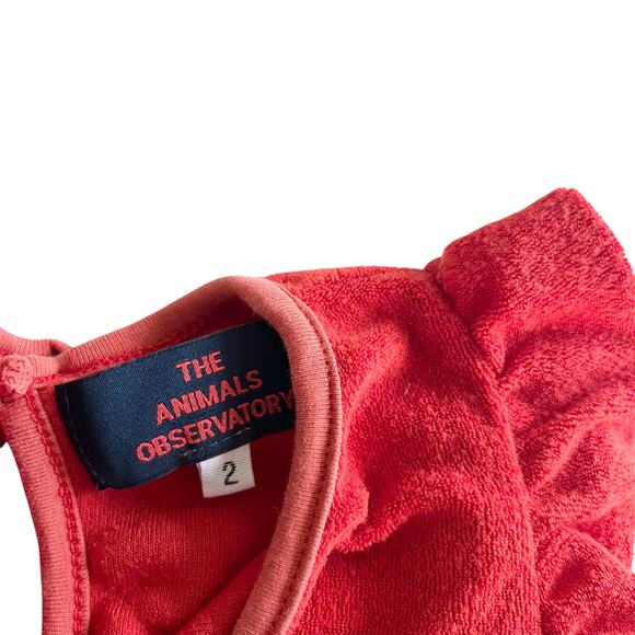The Animals Observatory Girls Red Terry Koala Jumpsuit Yellow Stars size 2 - Picture 4 of 7